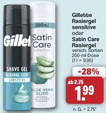 Famila Nord West Gillette Rasiergel sensitive oder Satin Care Rasiergel Angebot