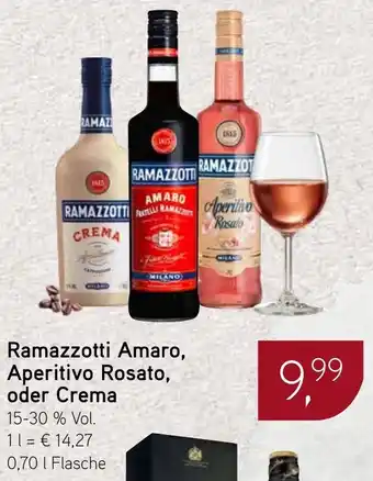 Dornseifer Ramazzotti Amaro, Aperitivo Rosato, oder Crema Angebot