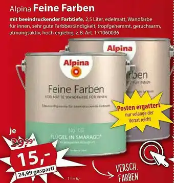 Sonderpreis Baumarkt Alpina Feine Farben Angebot