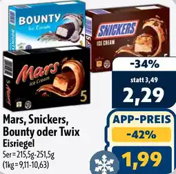 Aktiv Irma Mars, Snickers, Bounty oder Twix Eisriegel Angebot