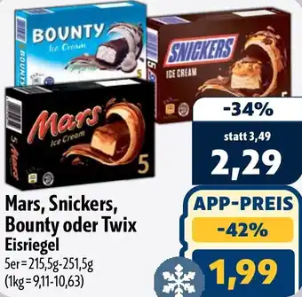 Aktiv Irma Mars, Snickers, Bounty oder Twix Eisriegel Angebot