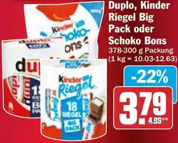HIT Duplo, Kinder Riegel Big Pack oder Schoko Bons Angebot