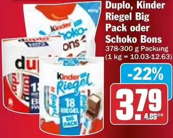 HIT Duplo, Kinder Riegel Big Pack oder Schoko Bons Angebot
