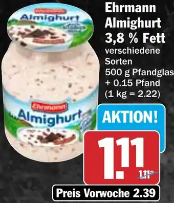 HIT Ehrmann Almighurt 3,8% Fett Angebot