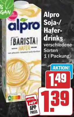HIT Alpro Soja/Haferdrinks Angebot