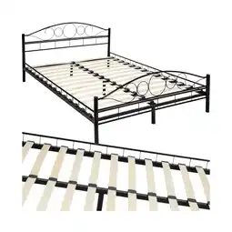 Netto Marken-Discount tectake Metallbett, robustes Stahlgestell, bodenschonende Kunststoffkappen, 140 x 200 cm Angebot