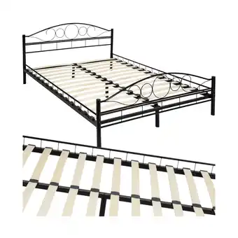 Netto Marken-Discount tectake Metallbett, robustes Stahlgestell, bodenschonende Kunststoffkappen, 140 x 200 cm Angebot