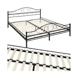 Netto Marken-Discount tectake Metallbett, robustes Stahlgestell, bodenschonende Kunststoffkappen, 180 x 200 cm Angebot