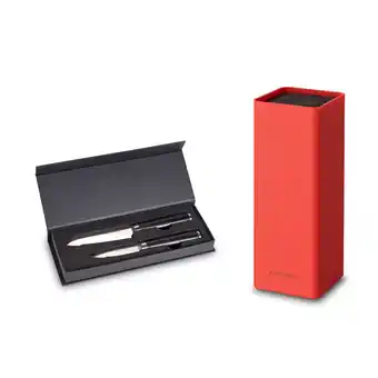 Netto Marken-Discount Damastmesser-Set 2tlg. inkl. Messerblock „Square“ – Rot Angebot