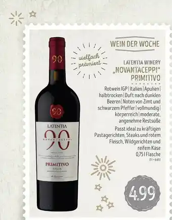 Edeka Struve Latentia Winery „novantaceppi” Primitivo Angebot