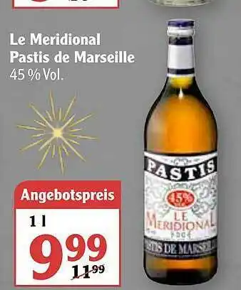 Globus Le Meridional Pastis De Marseille Angebot