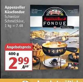 Globus Appenzeller Käsefondue Angebot