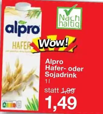 Jawoll Alpro Hafer- o. Sojadrink 1L Angebot