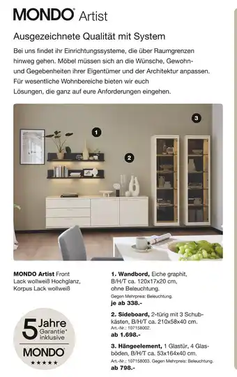 Möbel Inhofer Mondo wandbord Angebot