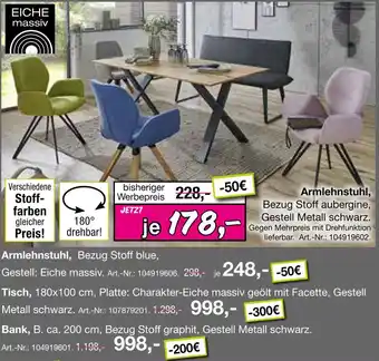 Möbel Inhofer Eiche massiv armlehnstuhl Angebot