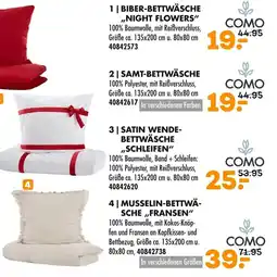 Möbel Kraft Como biber-bettwäsche 'night flowers' Angebot