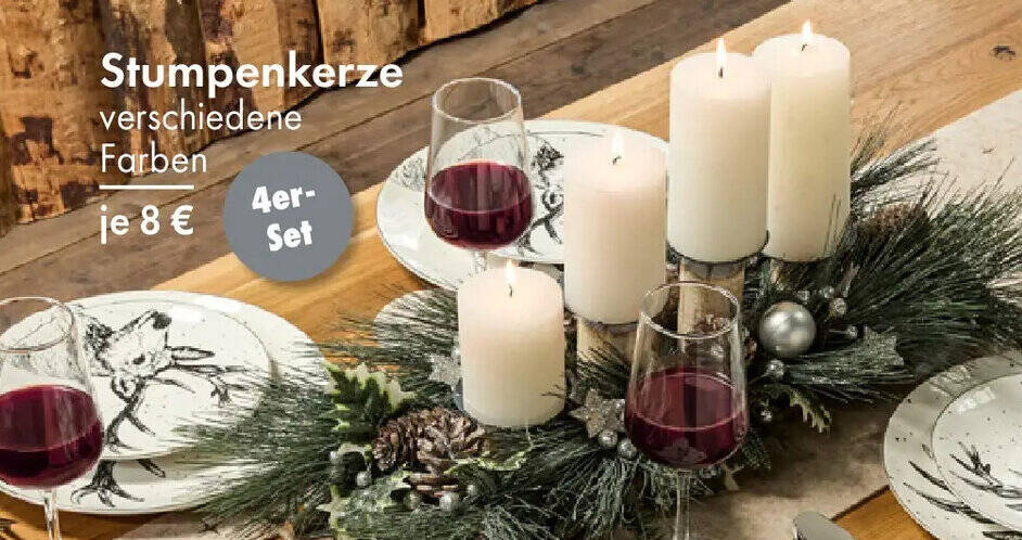 Stumpenkerze 4er- Set Angebot bei TEDi