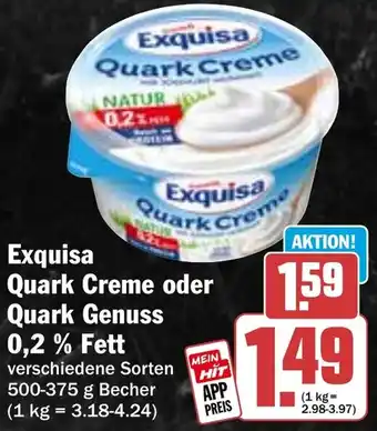 HIT Exquisa Quark Creme oder Quark Genuss 0,2% Fett Angebot