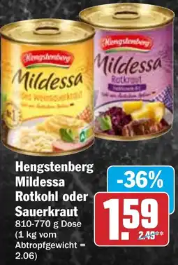 HIT Hengstenberg Mildessa Rotkohl oder Sauerkraut Angebot