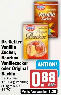 HIT Dr. Oetker Vanillin Zucker, Bourbon Vanillezucker oder Original Backin Angebot