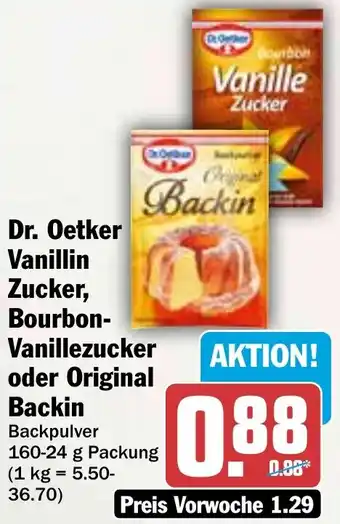 HIT Dr. Oetker Vanillin Zucker, Bourbon Vanillezucker oder Original Backin Angebot
