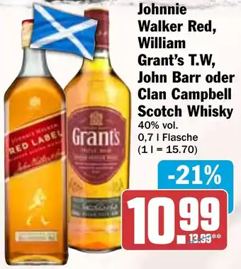 HIT Johnnie Walker Red, William Grant's T.W, John Barr oder Clan Campbell Scotch Whisky Angebot