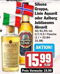 HIT Sibona Grappa, Linie Aquavit oder Aalborg Jubilaeums Akvavit Angebot