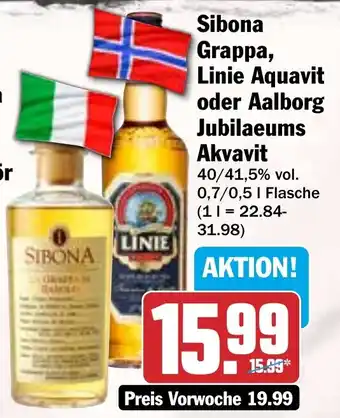 HIT Sibona Grappa, Linie Aquavit oder Aalborg Jubilaeums Akvavit Angebot