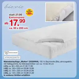 Möbelzentrum Pforzheim Bio:vio matratzenauflage molton ca. 90 x 200 cm Angebot