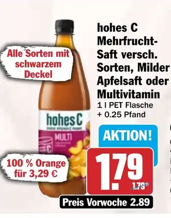 HIT hohes C Mehrfrucht- Saft Milder Apfelsaft oder Multivitamin Angebot