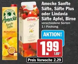 HIT Amecke Sanfte Säfte, Säfte Plus oder Lindavia Säfte Apfel, Birne Angebot