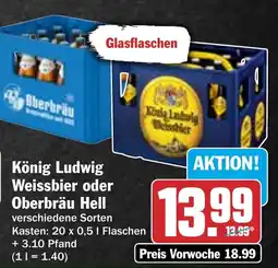 HIT König Ludwig Weissbier oder Oberbräu Hell Angebot