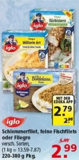 Multi Markt iglo Schlemmerfilet, feine Fischfilets oder Filegro Angebot