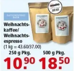 Multi Markt Weihnachts- kaffee/ Weihnachts- espresso Angebot