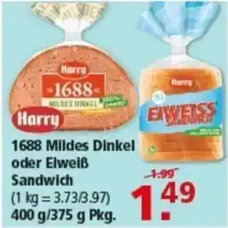 Multi Markt Harry 1688 Mildes Dinkel oder Elweiß Sandwich Angebot