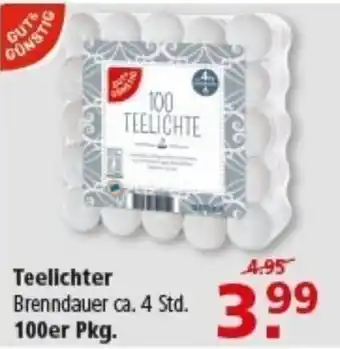 Multi Markt GUT & GÜNSTIG Teelichter 100er Pkg. Angebot