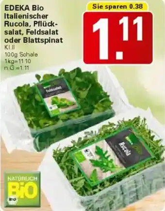 WEZ EDEKA Bio Italienischer Rucola, Pflücksalat, Feldsalat oder Blattspinat Angebot