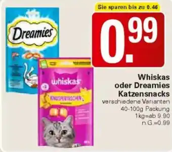 WEZ Whiskas oder Dreamies Katzensnacks Angebot