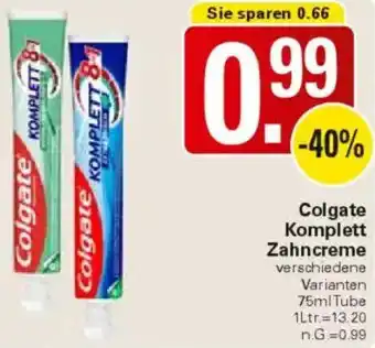 WEZ Colgate Komplett Zahncreme Angebot