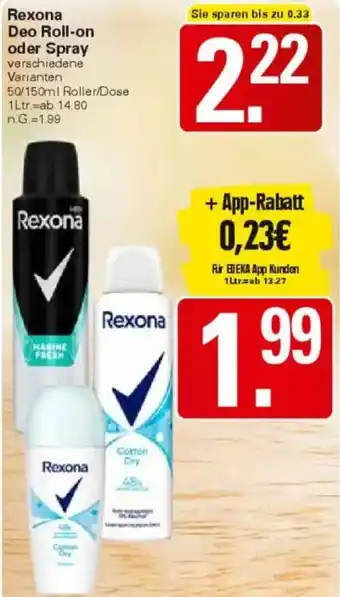 WEZ Rexona Deo Roll-on oder Spray Angebot