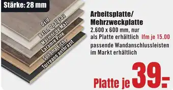 B1 Discount Baumarkt Arbeitsplatte/ Mehrzweckplatte Angebot