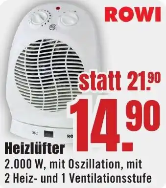 B1 Discount Baumarkt ROWI Heizlüfter Angebot