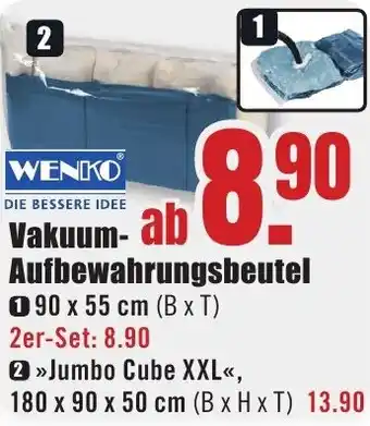 B1 Discount Baumarkt WENKO Vakuum Aufbewahrungsbeutel Angebot