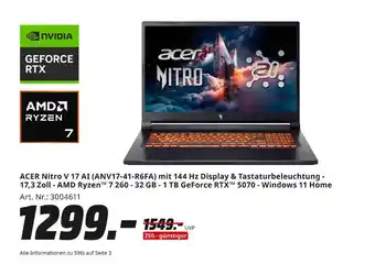 MediaMarkt Acer nitro v 17 ai (anv17-41-r6fa) Angebot