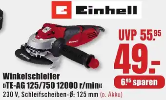 B1 Discount Baumarkt Einhell Winkelschleifer TE-AG 125/750/12000 r/min Angebot