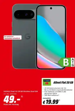 MediaMarkt Google pixel 10 128 gb obsidian dual sim Angebot