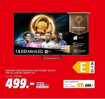 MediaMarkt Hisense uled 55u7q mini led tv Angebot