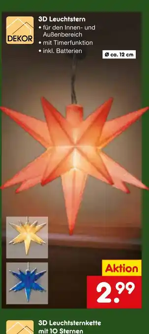 Netto Marken-Discount Dekor 3d leuchtstern Angebot