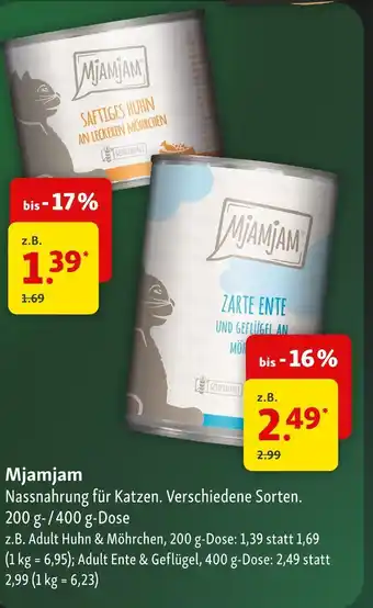 Fressnapf Mjamjam saftiges huhn an leckeren möhrchen nassnahrung Angebot