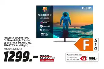 MediaMarkt Philips 65oled810/12 oled ambilight tv Angebot